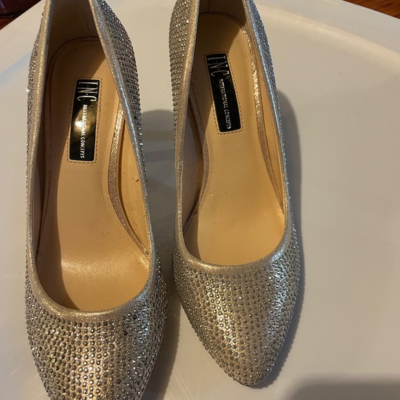 INC International Concepts Shoes - INC International Concepts Women's Glittering Silver Heels